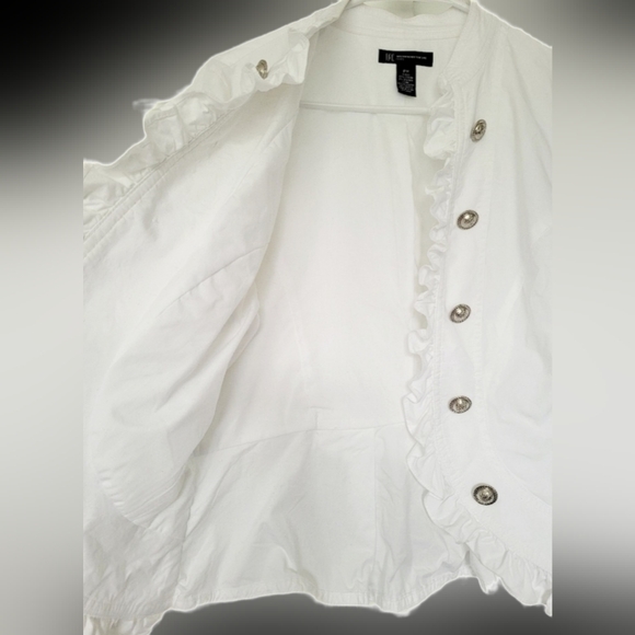 INC International Concepts Women Jacket Open Front Stretch Cotton White Medium P - Picture 6 of 16